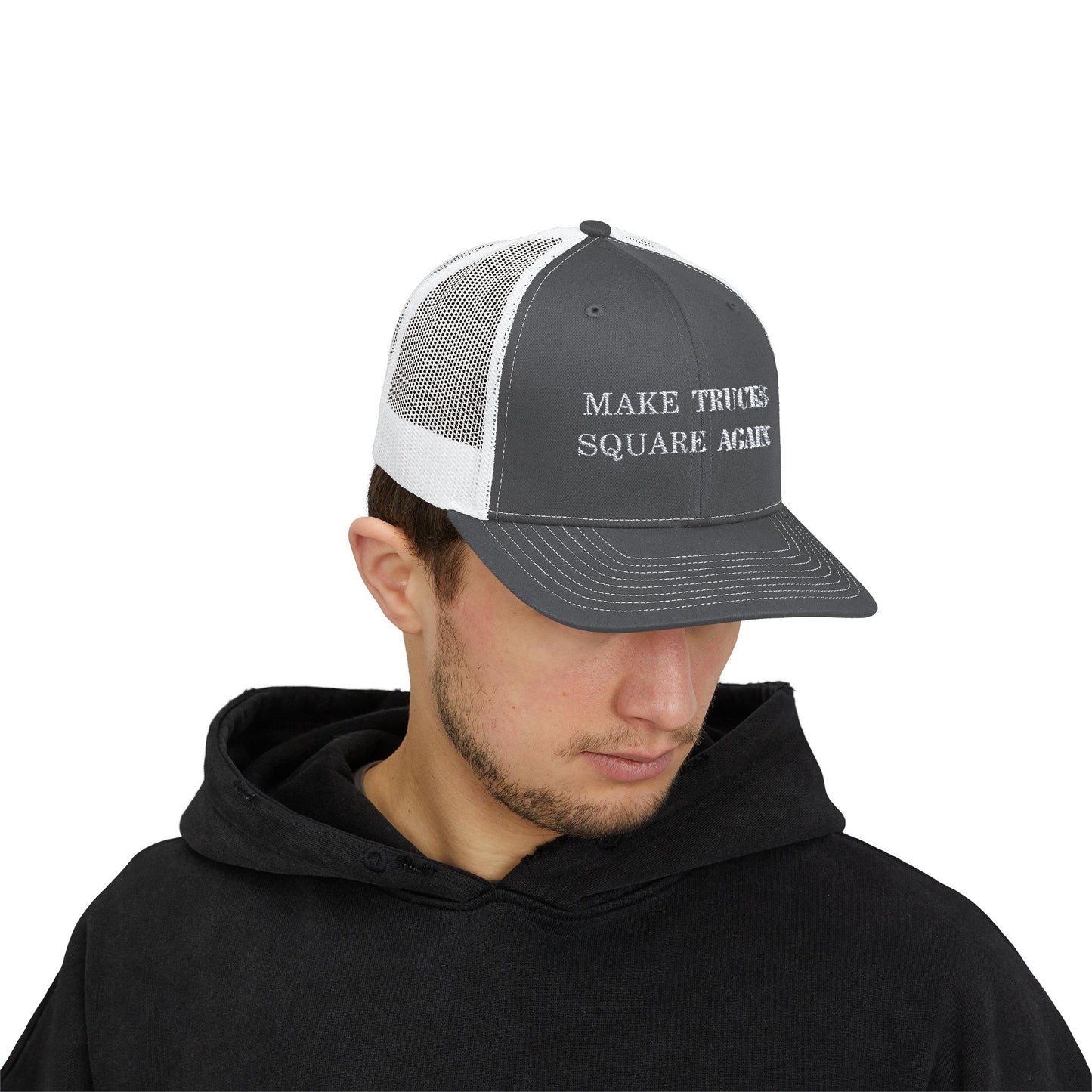 Make Trucks Square Again Snapback Trucker Cap - Stylish Hat for Truck Enthusiasts