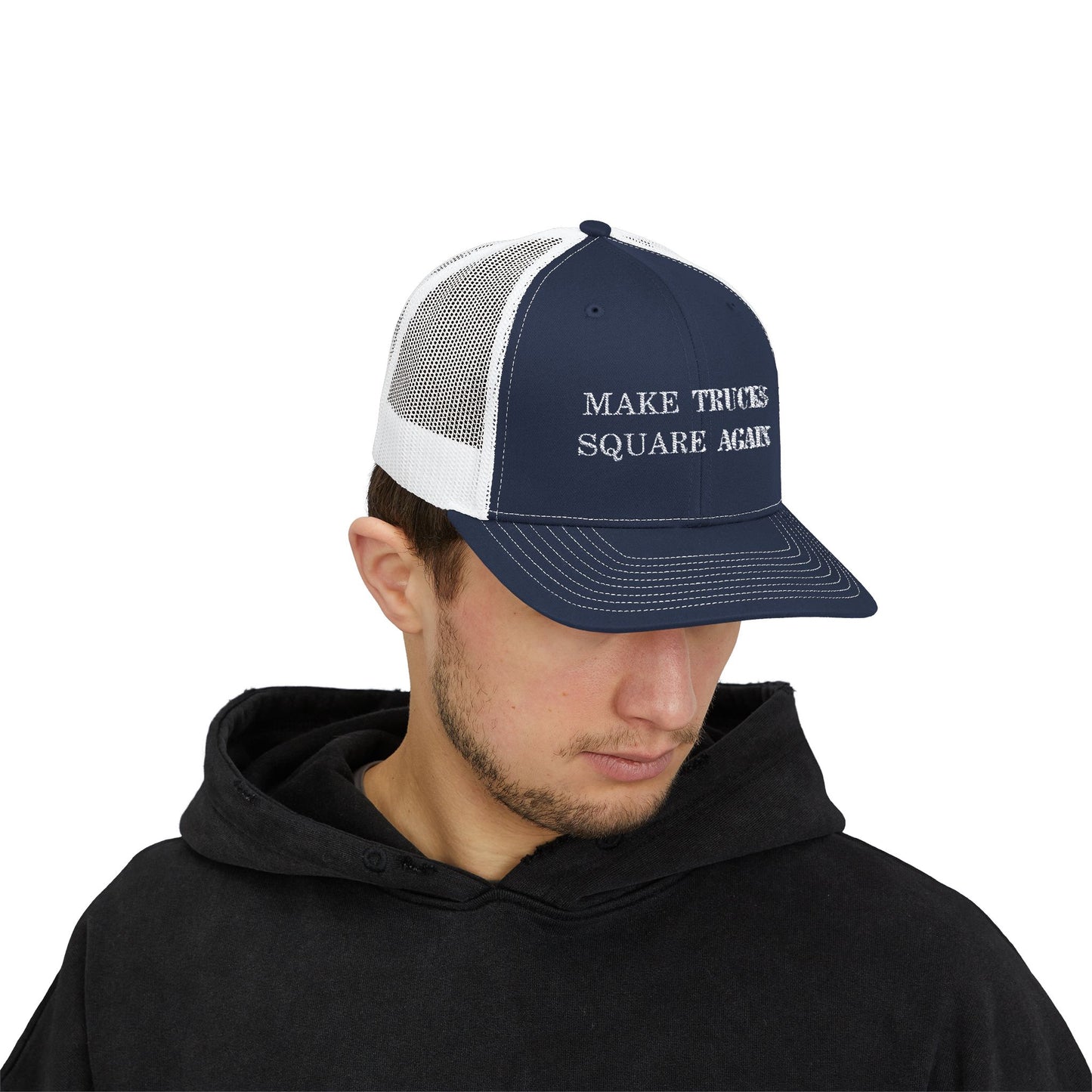 Make Trucks Square Again Snapback Trucker Cap - Stylish Hat for Truck Enthusiasts