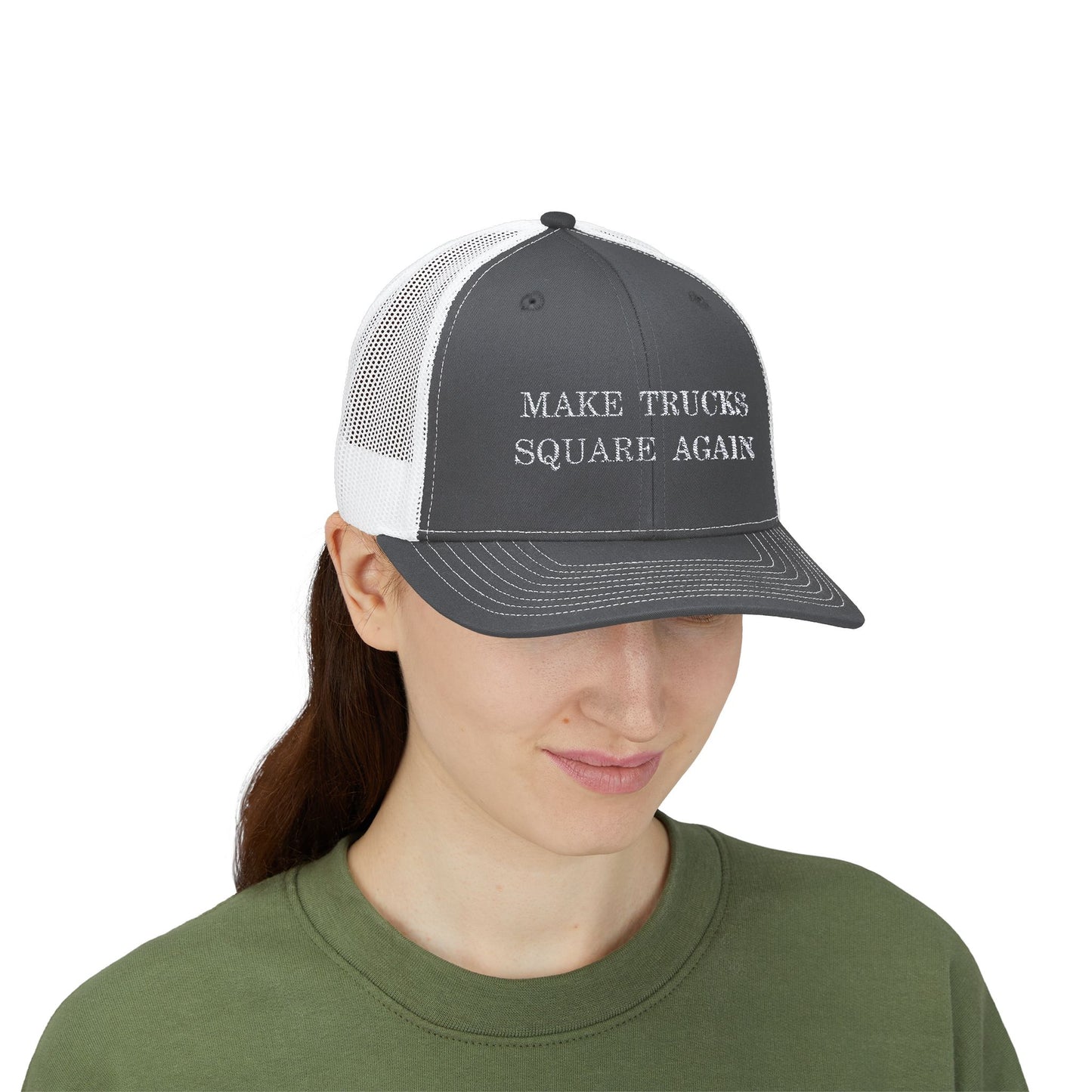 Make Trucks Square Again Snapback Trucker Cap - Stylish Hat for Truck Enthusiasts