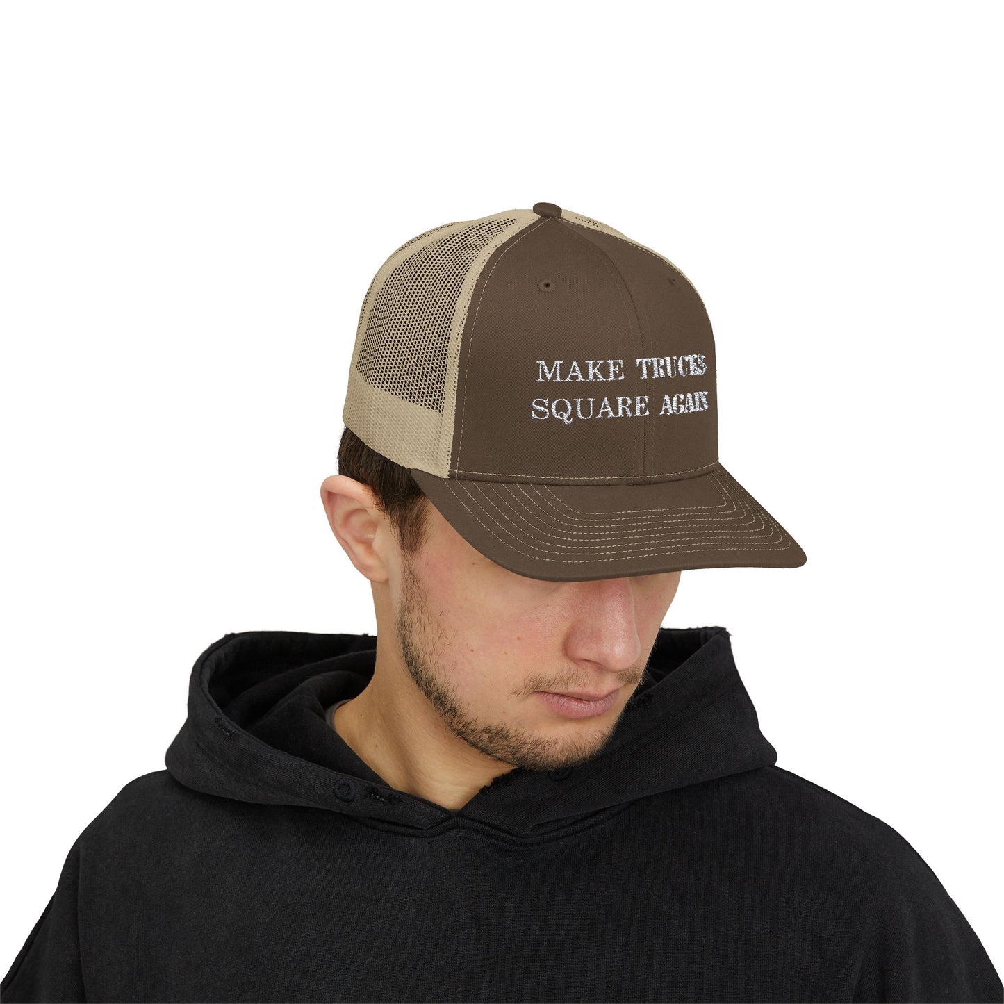 Make Trucks Square Again Snapback Trucker Cap - Stylish Hat for Truck Enthusiasts